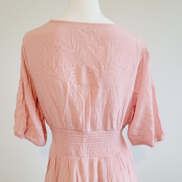 *Host Pick* Coral Peach V-Neck Balloon Sleeve Casual Mini Dress Sz Petite XL - Picture 9 of 10